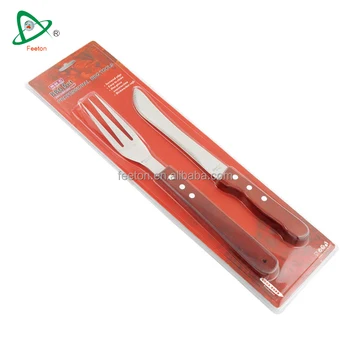 2pcs Stainless Steel Bbq Set Knife And Fork With Wooden Handle 2pcs Stainless Steel Bbq Set Knife And Fork With Wooden Handle