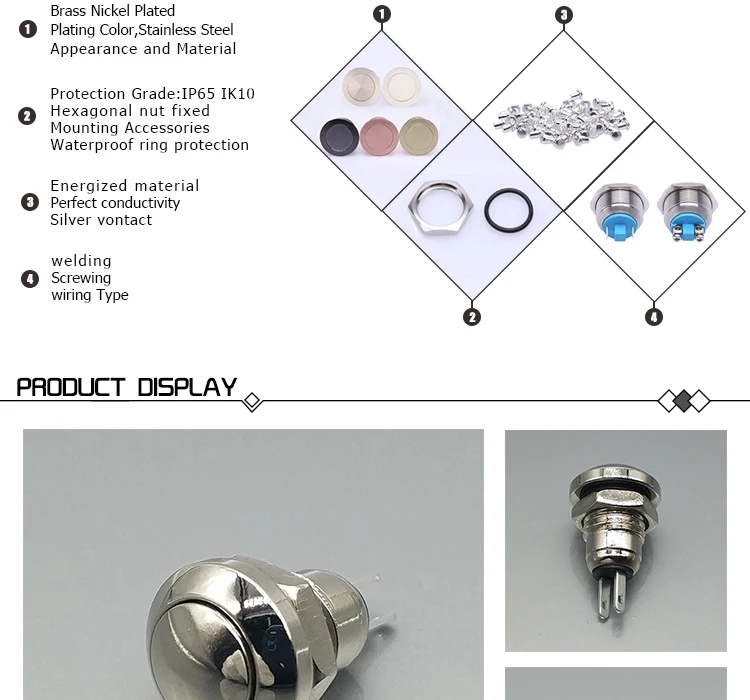 push button switch,momentary push button switch,metal push button switch,12mm push button switch,2 pin push button switch,220 volt push button switch