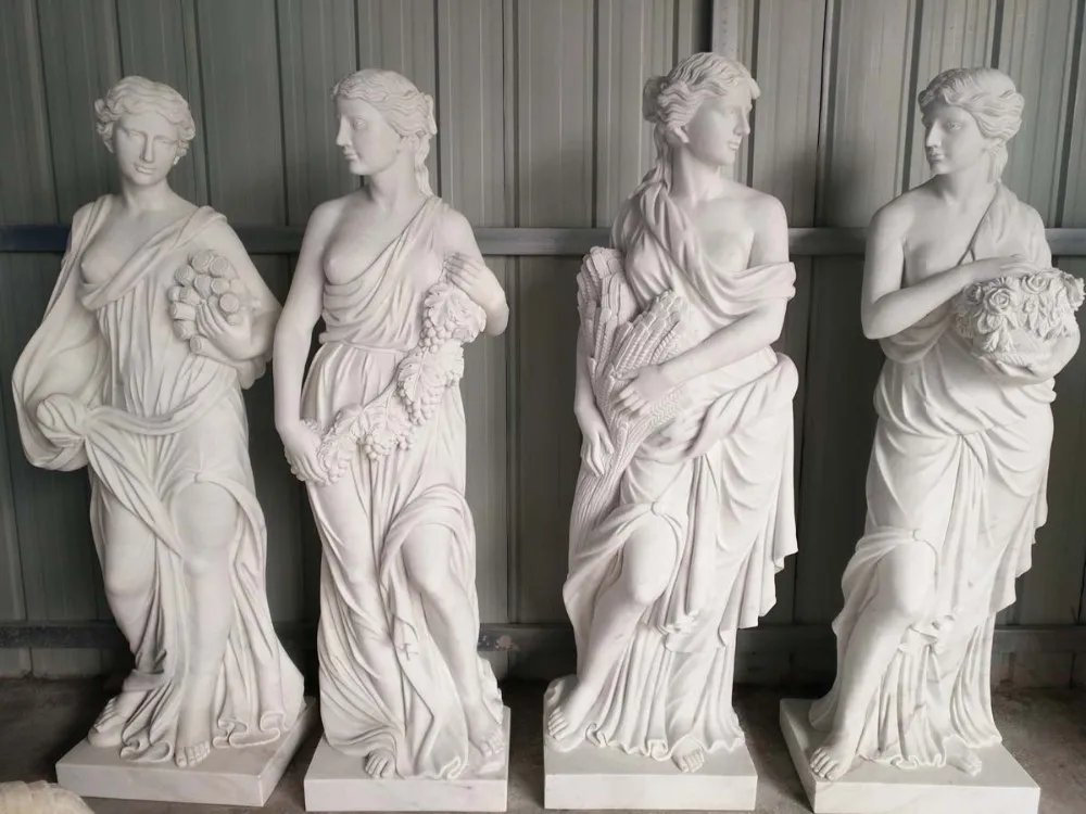 Life Size Four Season Goddess White Marble Statue Stone Woman Sculpture