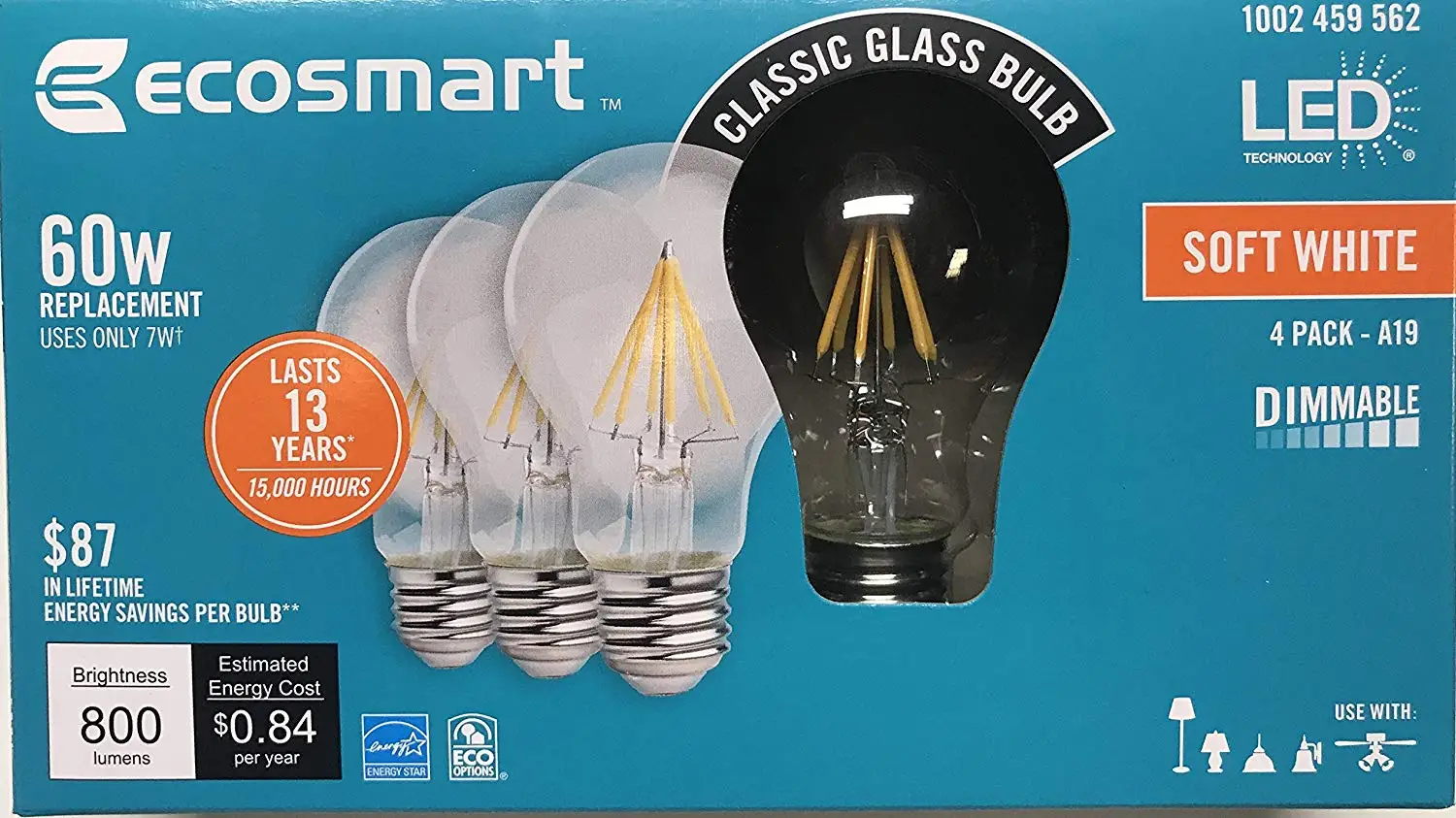 Satco S3955 60W 130V A19 Silver Crown E26 Base Incandescent light bulb