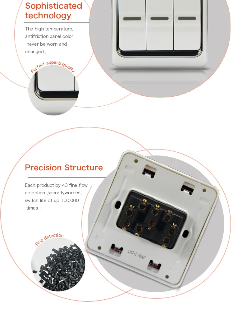 led light wall switch and socket