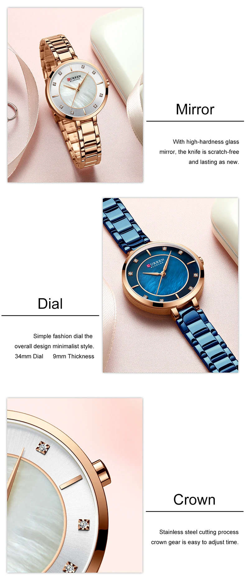 CURREN 9051 Ladies Watches Fashion Elegant Quartz Watch Women Dress Wristwatch Rhinestone Set Dial Rose Gold Steel Band Clock