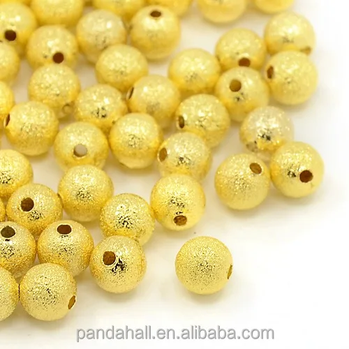 sparkle , brushed round golden stardust metal beads (ec225-g)