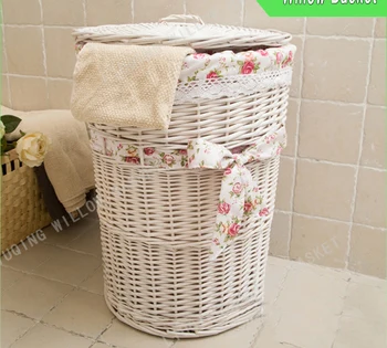 large white wicker storage baskets