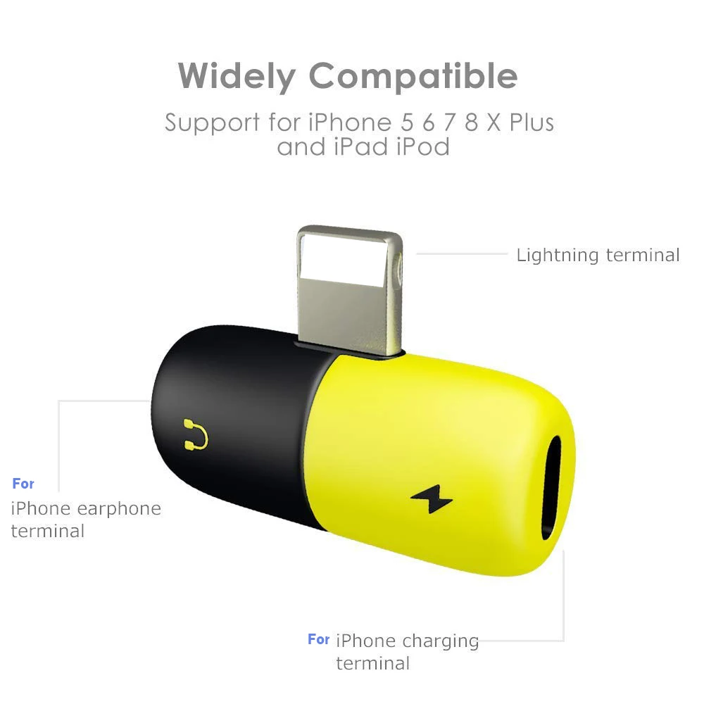 For iPhone X Adapter Splitter jack Headphone Audio Charge Call phone Adapter for iPhone X/8/ 7
