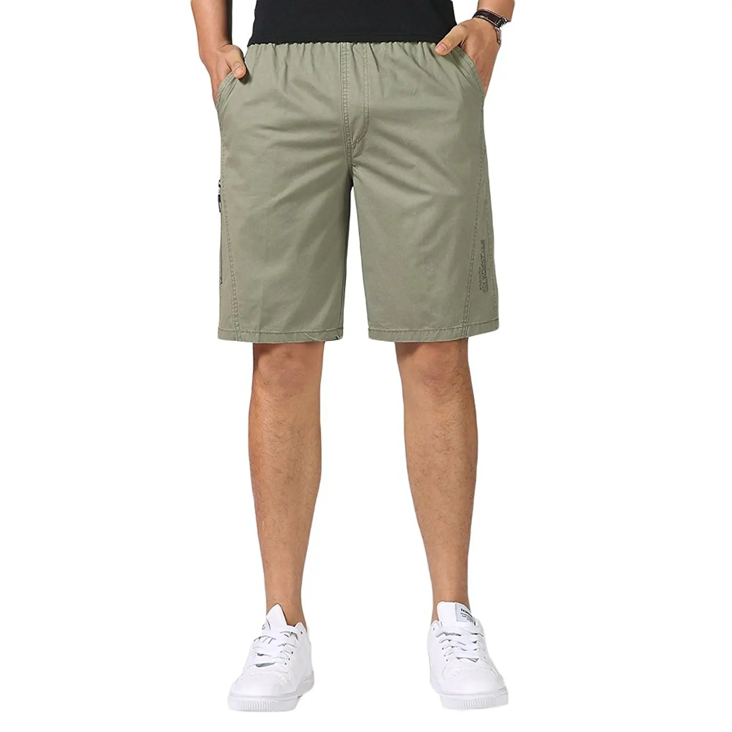 mens elastic waist work shorts