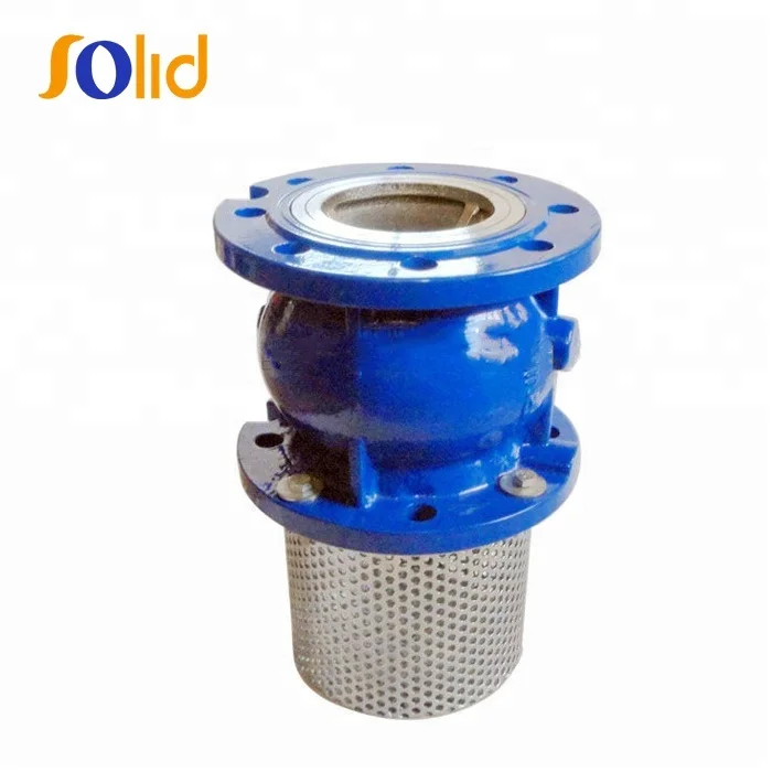 DN300, PN16 Ductile iron foot valve with stainless steel strainer