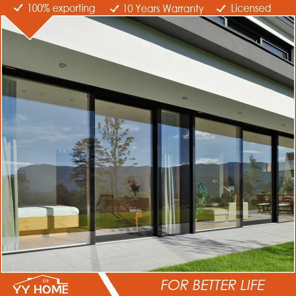 Three Panel Aluminum Glass Door System Triple Sliding Closet Door