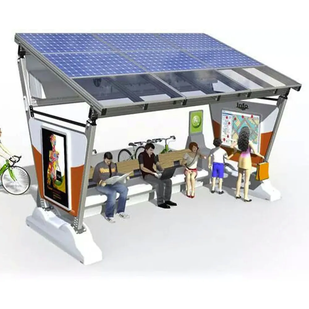 Popular Solar Powered Metal Bus Stop Shelter With Waiting Bench Buy