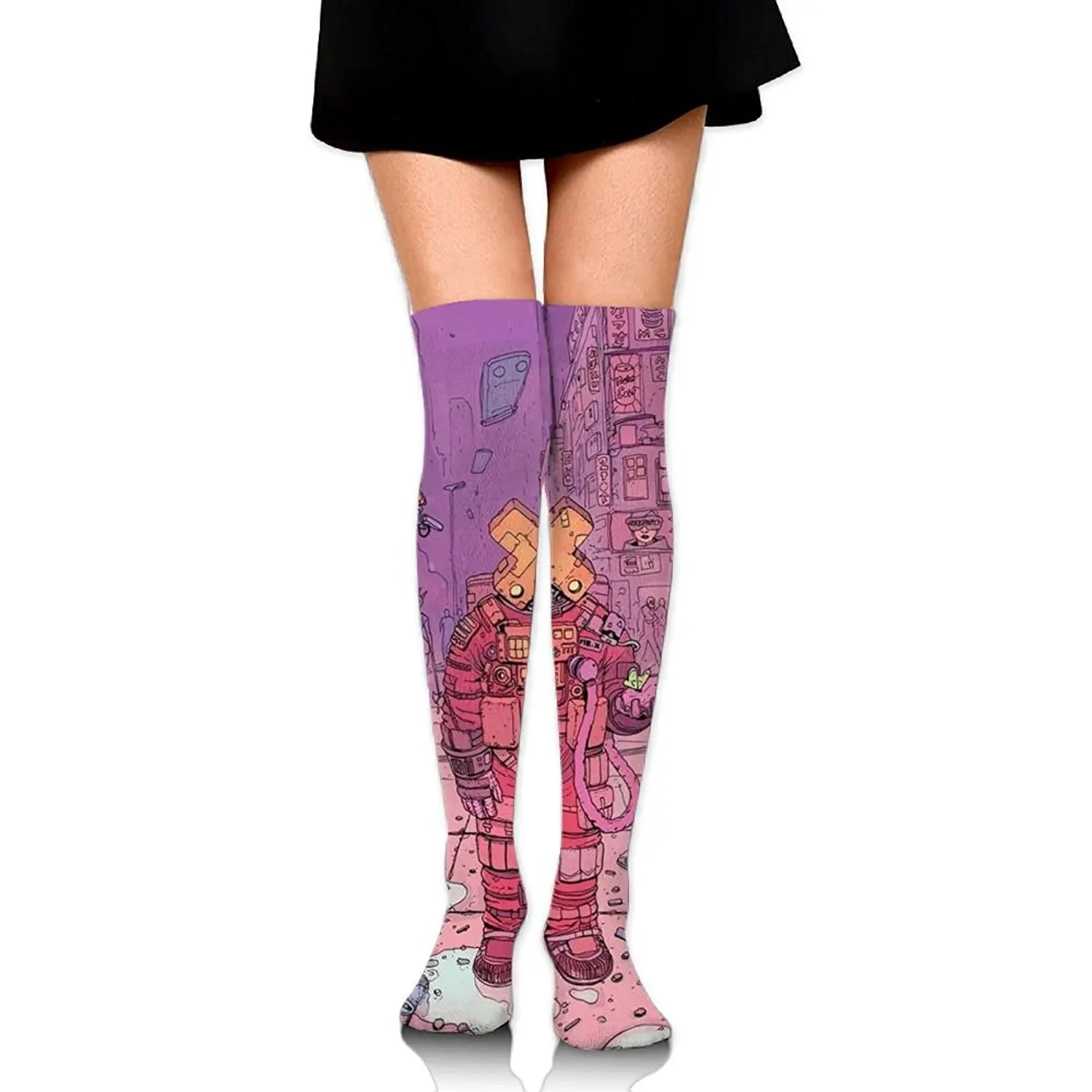 Zaqxsw Robot Women Fashion Thigh High Socks Cotton Socks For Teen Girls