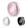 Custom Fashion Ceramic Pink Ring Sweet Gift For Girl Big Black Ceramics Mens' Rings Wedding Engagement Ring