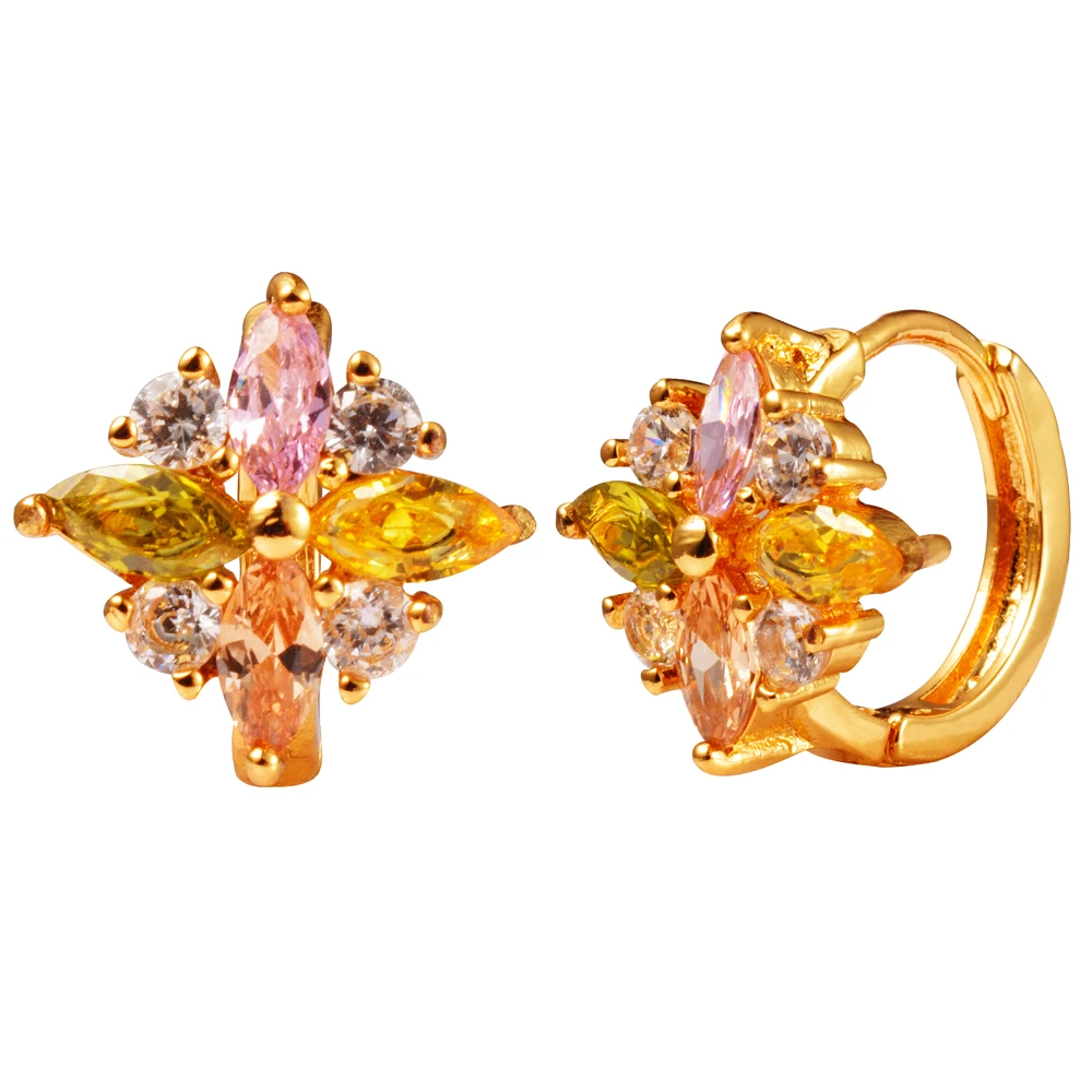 High Quality Gold Round Cz Brass Hoop Earring Tribal Vintage Latest