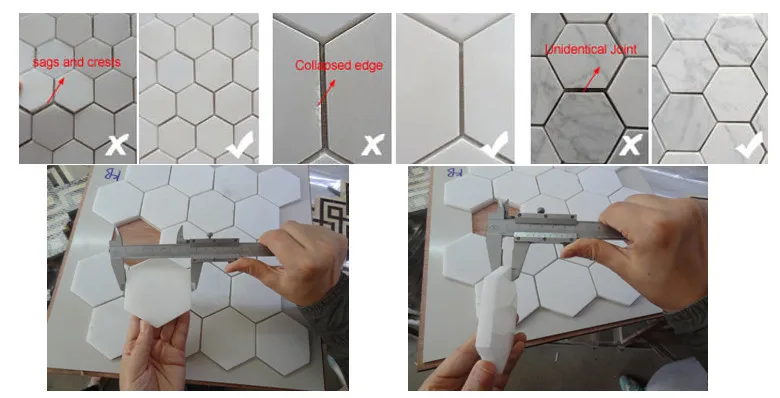 Honed Black and white hexagon marble floor mosaic natural stone tiles