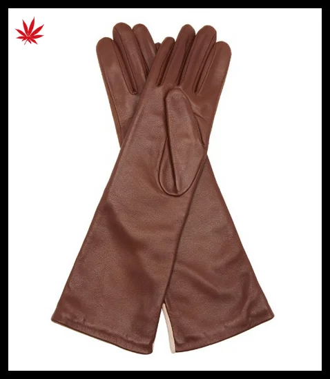 2017 Women's suede back long leather gloves