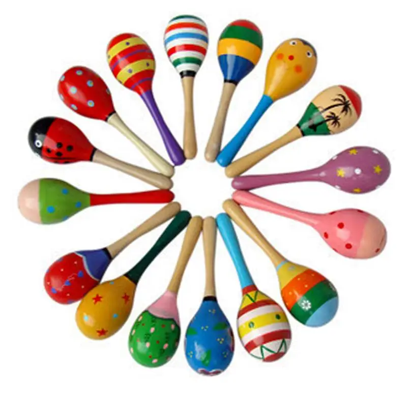 1 шт. шт Детские деревянные шаровые игрушки детские погремушки песочный молоток музыкальная игрушка инструмент звуковая чайник Детские Attetion обучающая игрушка случайный цвет