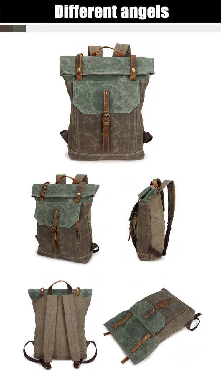 Latest multi color waxed canvas design camping outdoor waterproof bicycle rucksack bagpack backpack for traveling