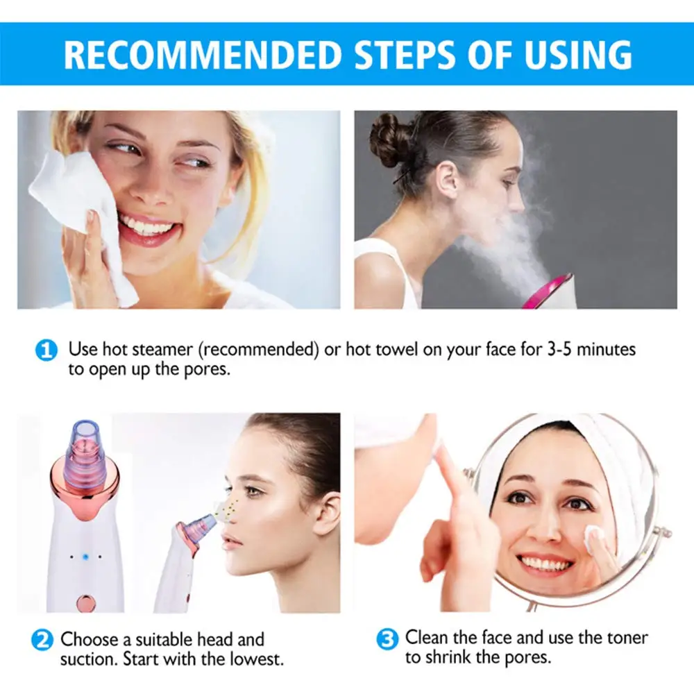 Blackhead Remover Skin Care Pore Vacuum Acne Pimple Removal Vacuum Suction Tool Facial Diamond Machine Face Clean