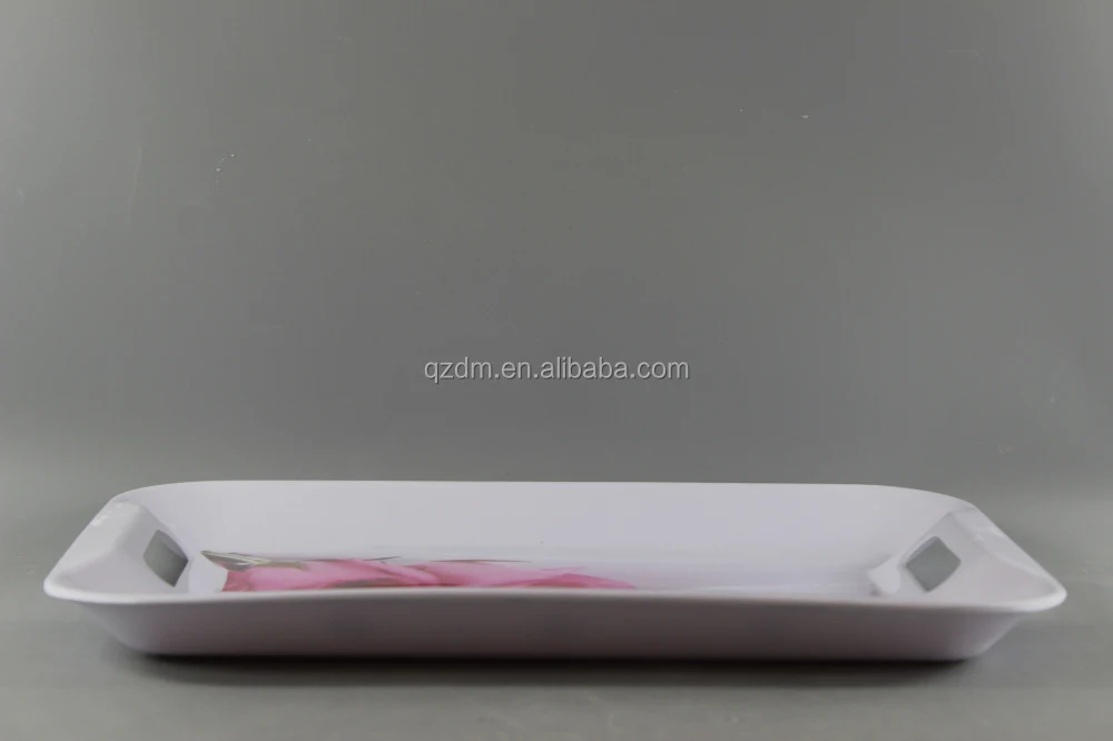 Beautiful Flower Printing Melamine Trays With 2 Handles