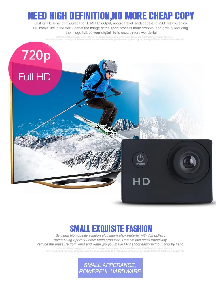 Sale!!!Waterproof 720P 2.0 inch Cheap Action Camera Sports DV Video Cam Outdoor Sport DVR Recorder Cam 90 wide-angle lens 3