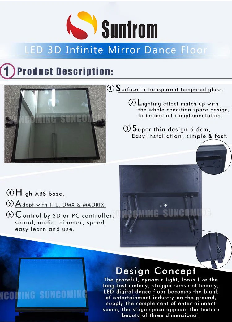 New products 3D optical led digital interactive dance floor tiles