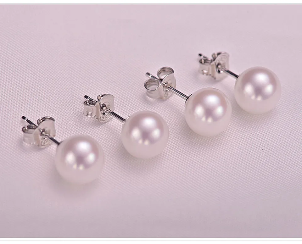7 8mm Real Cultured Perfectly Round Freshwater Pearl Stud Earrings 7 8mm Real Cultured Perfectly Round Freshwater Pearl Stud Earrings Whole Earring Designs