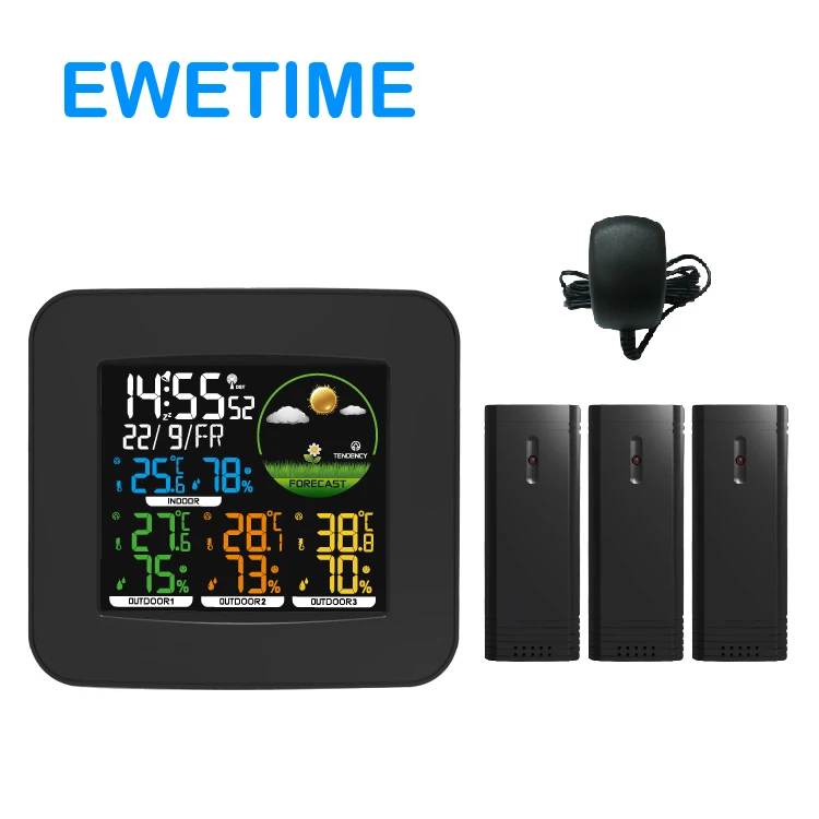 Yd8266w Dcf/wwvb Color Barometer Weather Station With Indoor/outdoor Humidity And Temperature