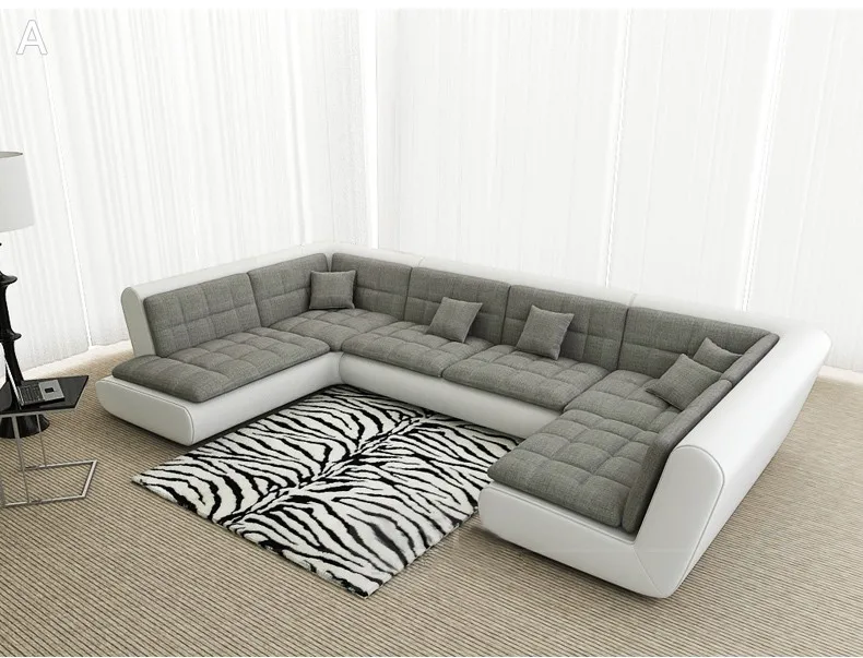 Italiano Salón Suite Moderno En Forma De U Sofá Seccional Tela Grande