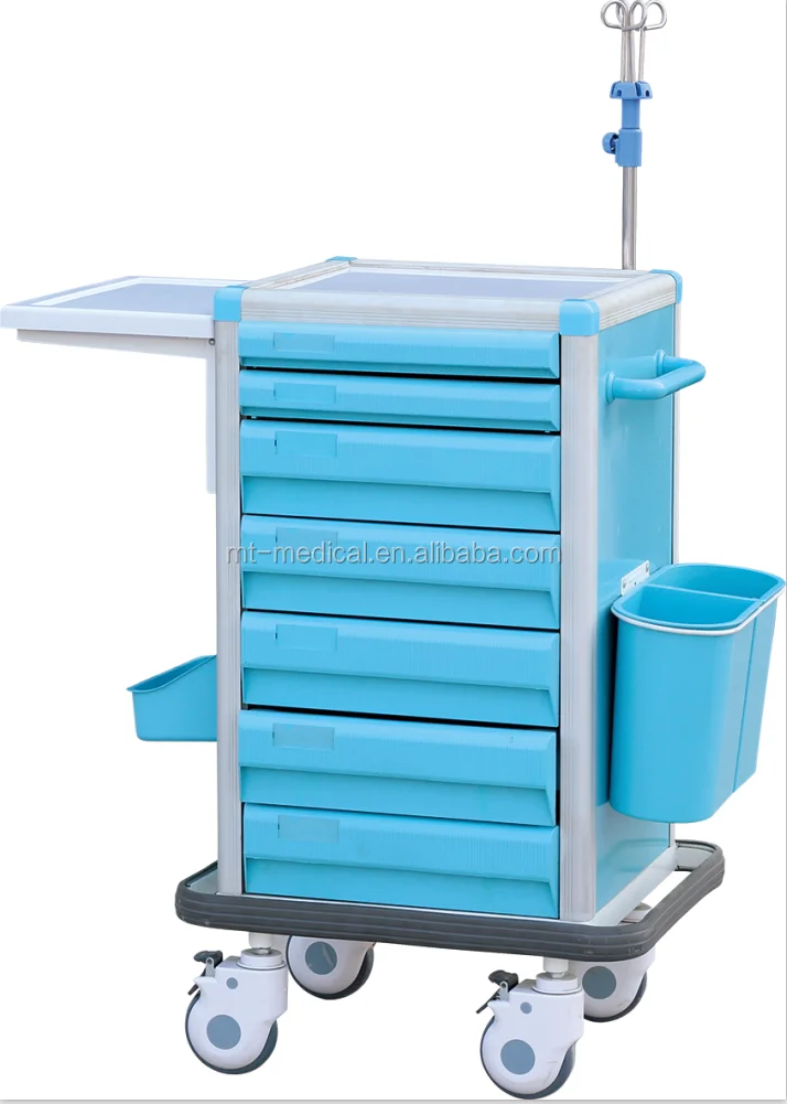 Hospital plastic ABS mobile emergency rescue cart