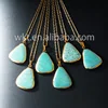 WT-N437 Wholesale Natural Triangle turquoise cabochon necklace 24k gold plated chain stone turquoise necklace