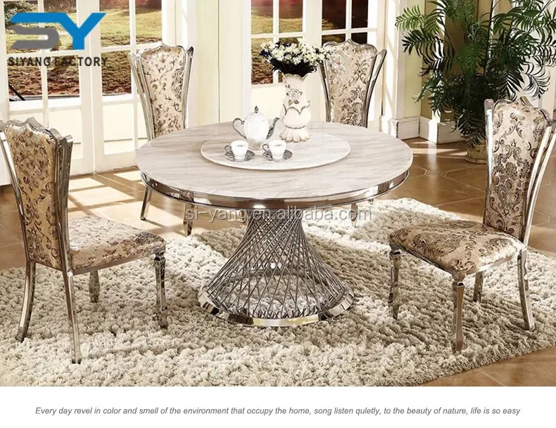 Round Back Rotating Double Marble Dining Table Ct007 Buy Rotating