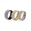 8MM Fashion Channel Set 3 Row Lines Wide Clear Crystal Stone Rings