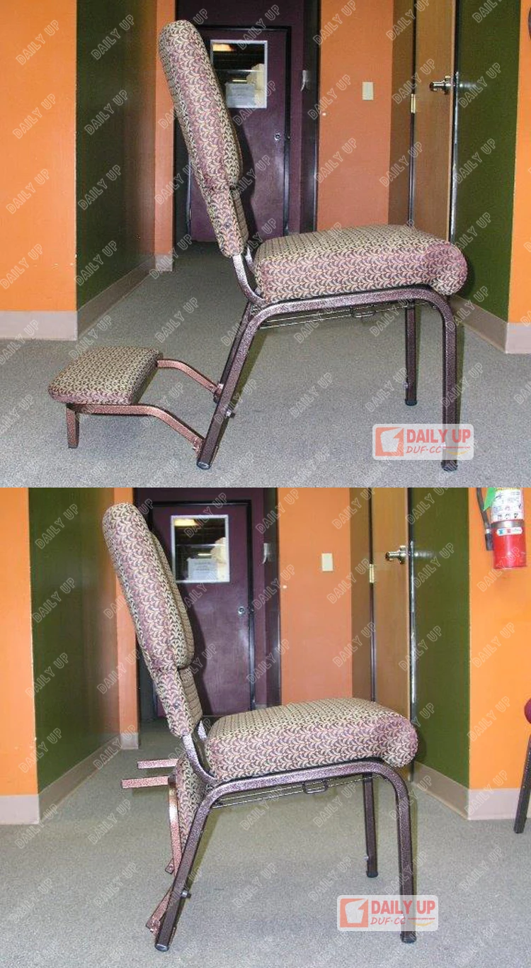 Maroon Church Chair With Kneeler Chapel Pray Chairs For Sale Stackable Church Chairs with Jacquard Fabric Cover