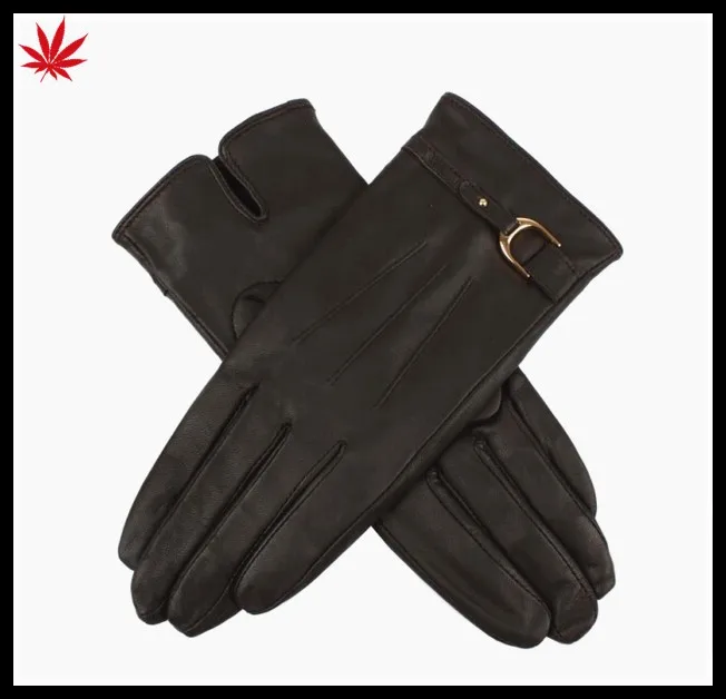High quality cheap winter women kidskin leather gloves with leather belt