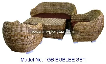 Circle Outdoor Furniture Garden Set In Natural Rattan Kubu Grey
