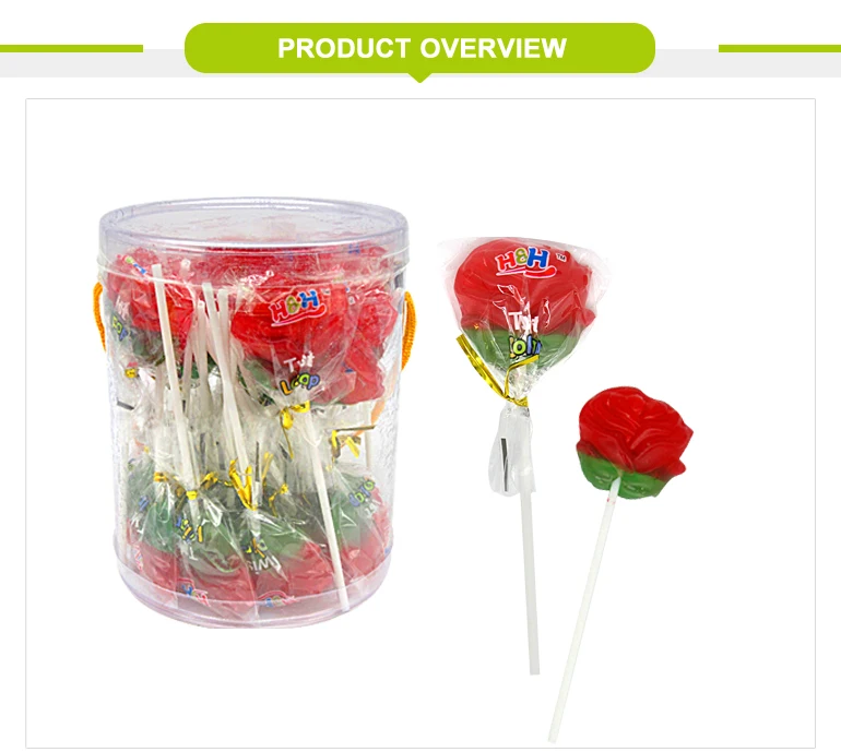 13g Beauty Red Color Flower Shape Candy Rose Lollipops With Good Price