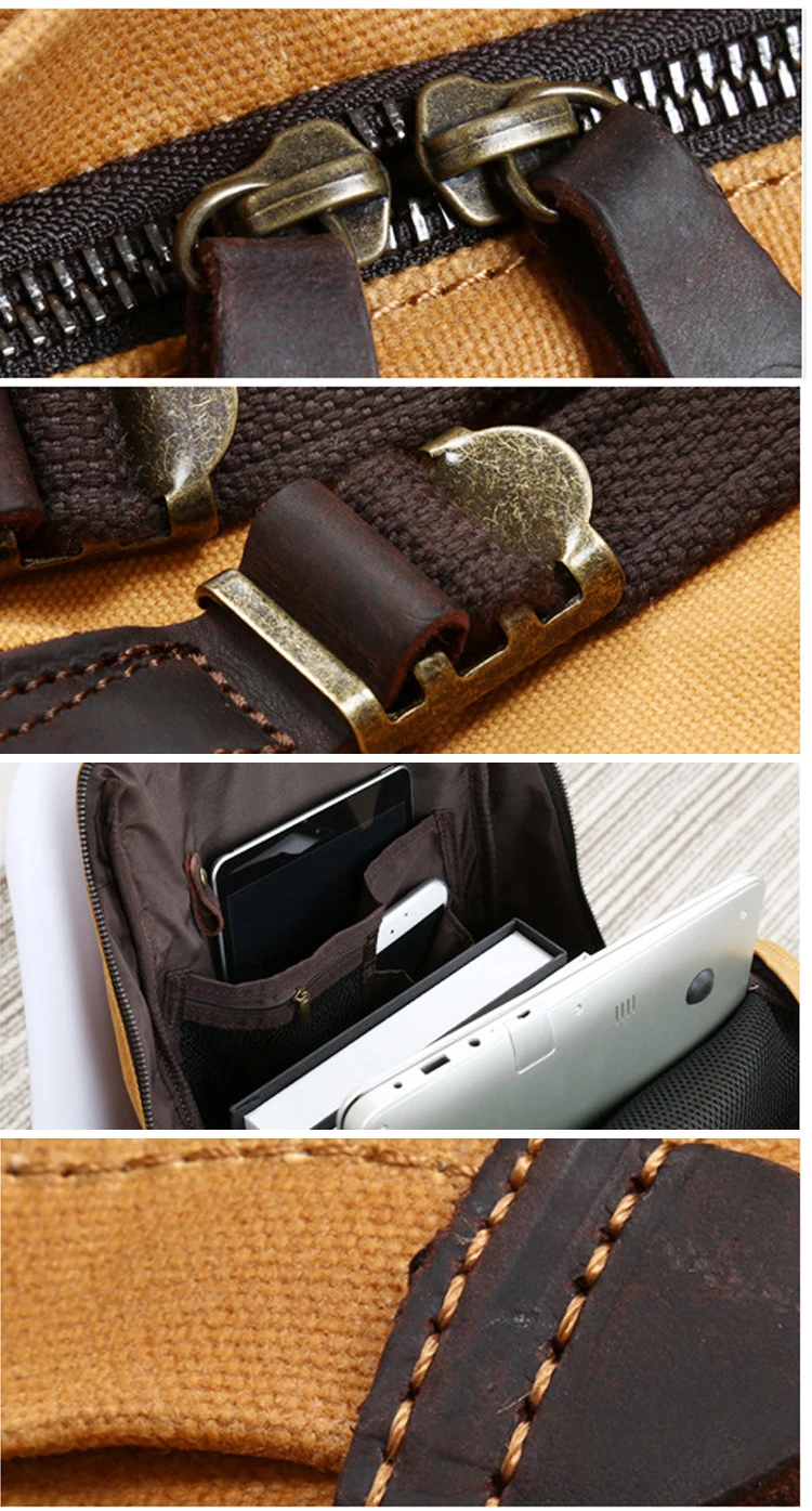 2018 Fancy vintage wholesale latest design brand waxed canvas satchel water proof resistant rucksack backpack bag