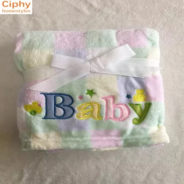 
High Quality Embroidery Plush Print Blanket Plush Toys Children Flannel Baby Warm Blankets As Gift 