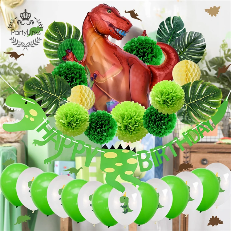 Dinosaur Child Kid Happy Birthday Party Decoration Kit Roar Kids 1st Green  Home New Diy Party Background Decor Items - Buy Party Background Decorations ,Birthday Decoration Items,Dinosaur Party Product on 