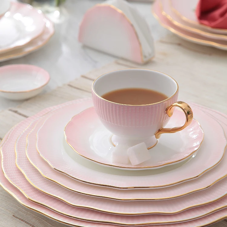 P&T Royal ware pink Circular dinner plate hot sell ceramic dinner plate