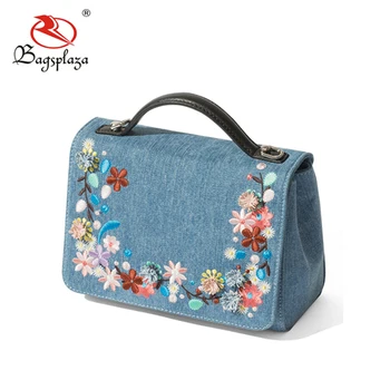Fj36 144 China Whole Embroidered Flora Bag Denim Clutch Bags Lady Product On