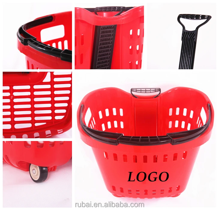 Retail Grocery Plastic Shopping Baskets With Wheels Buy Plastic