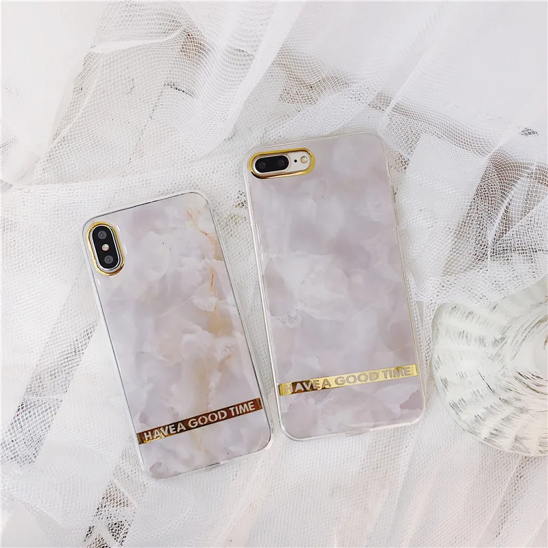 Luxury Contracted Golden Bumper Marble TPU Phone Case For iPhone X 7 8 Plus