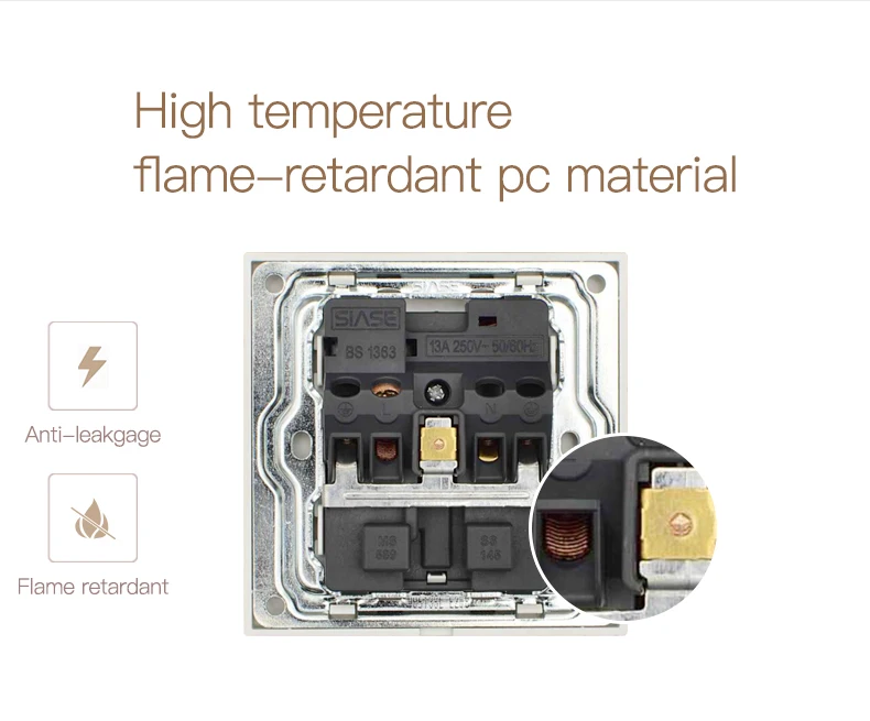 SIASE electrical wall socket 45a uk cooker switch socket with neon