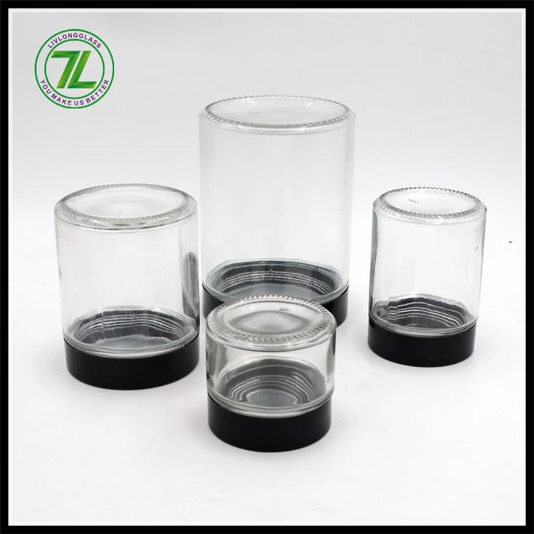 stocked round clear cylinder wide mouth herb honey glass jar food storage container bottle with screw top airtight seal up lid