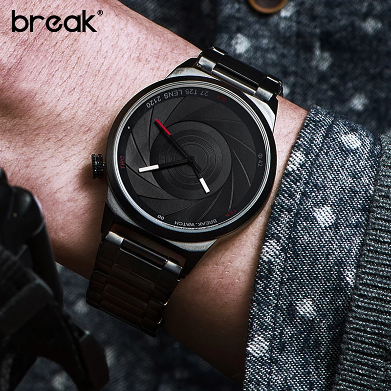 Mens Quartz 3atm Waterproof Break Watch Black Leather Wrist Watch Buy