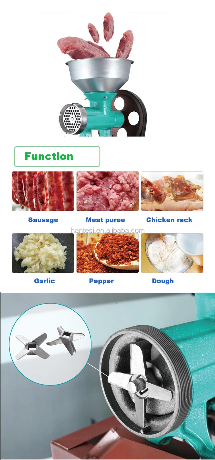 Size 22 32 42 Industrial Commercial Household Big Wheel Electric And Manual Meat Grinder 