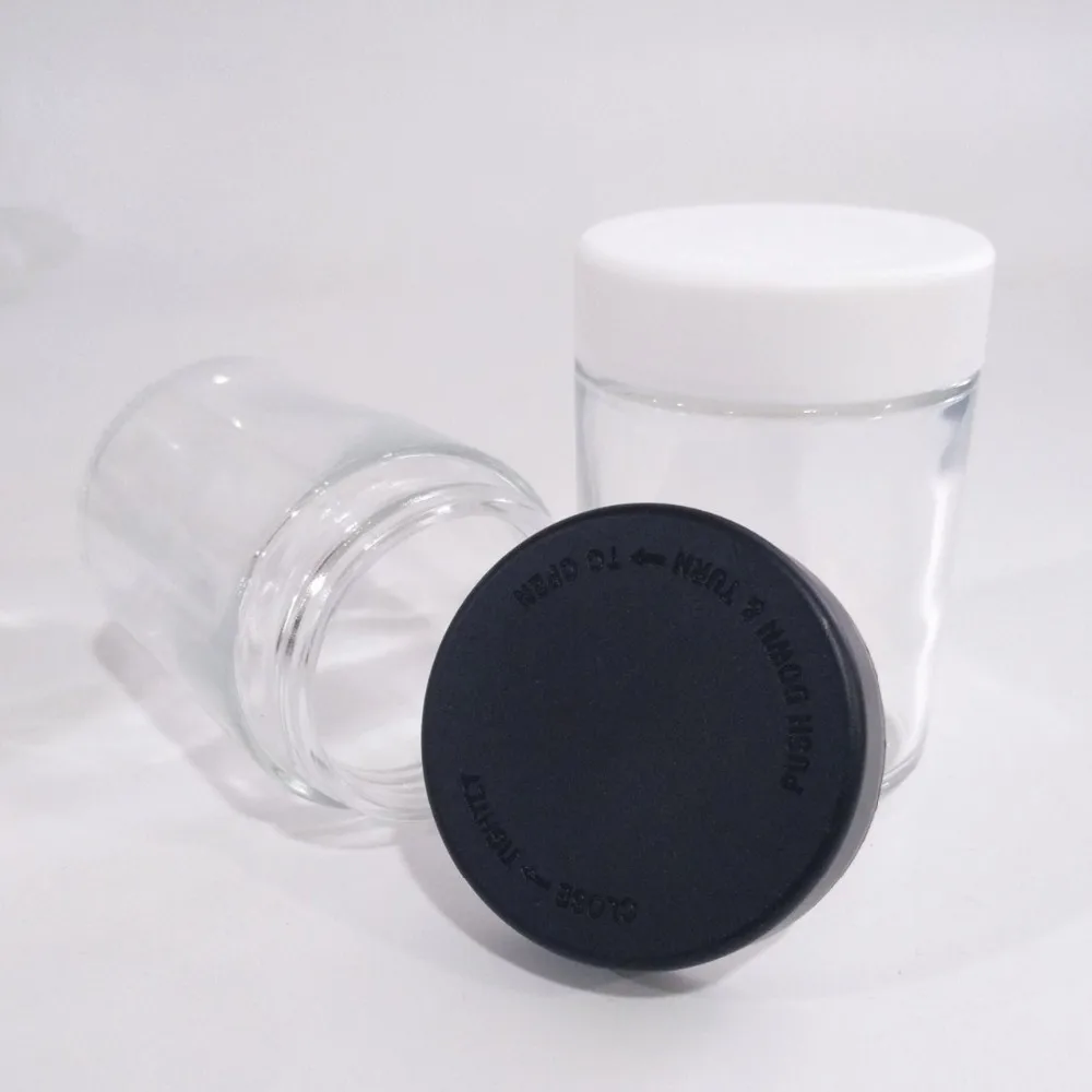 2 oz  jar with lids, Glass jar for CBD oil or flower,transparent glass jar 60 ml