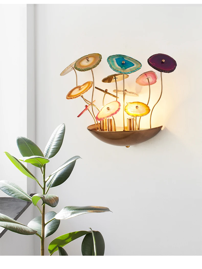 art indoor coffee shop Modern Fancy  exterior decorative wall lights  agate colorful wall lamp