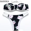 2016 new style Women Top Sexy Bikini Bra Sexy Swimsuit Top and Bottoms Swimwear flower pattern