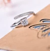 Korean fashion leaves Gemstone love Engagement Jewelry Diamond Ring jewelry zircon silver ring for wedding women adjustable